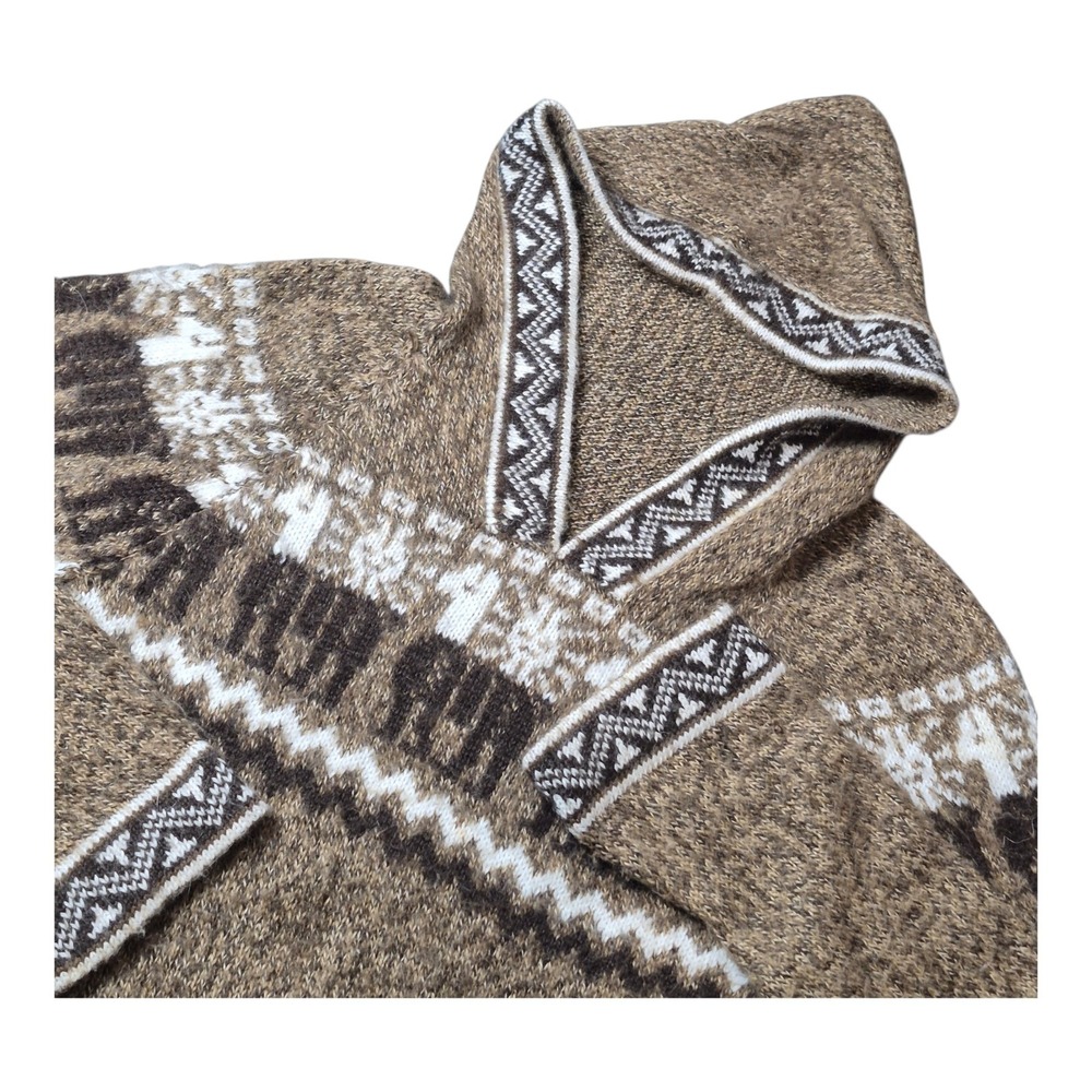 Womens‎ XS Alpaca Wool Baja Hoodie Sweater Fringe Llama Boho Peru